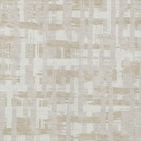 Ivory Tan And Beige Striped Washable Indoor Outdoor Area Rug Photo 4