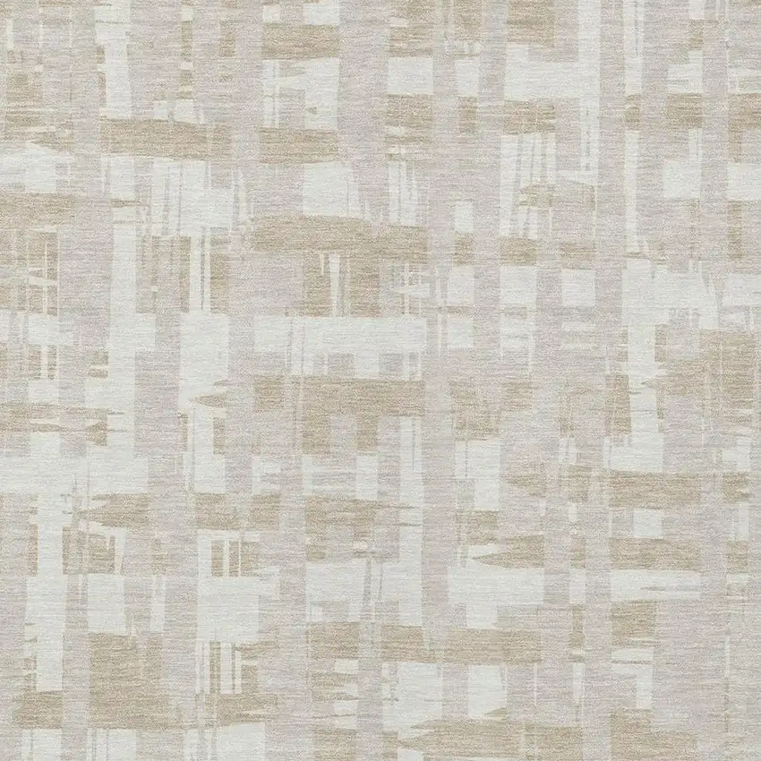 Ivory Tan And Beige Striped Washable Indoor Outdoor Area Rug Photo 4