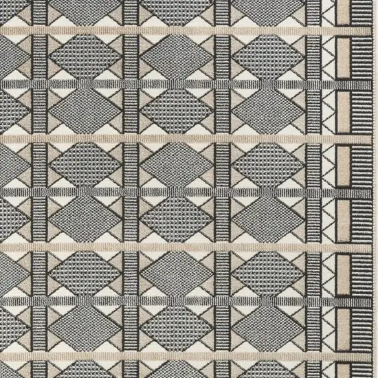 Ivory Tan And Black Geometric Area Rug Photo 9