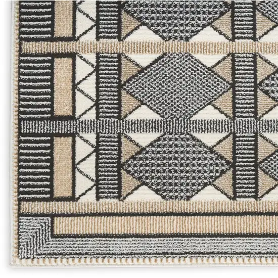 Ivory Tan And Black Geometric Area Rug Photo 3