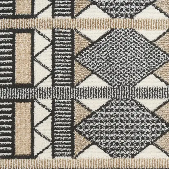 Ivory Tan And Black Geometric Area Rug Photo 2
