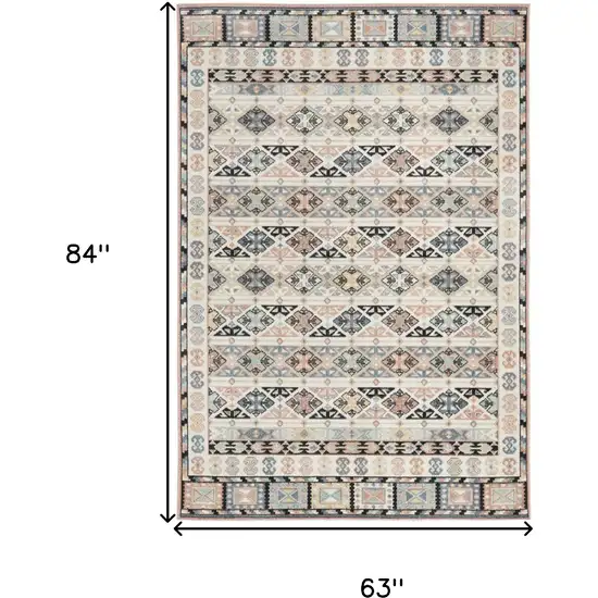 Ivory Tan And Black Geometric Flatweave Area Rug Photo 3