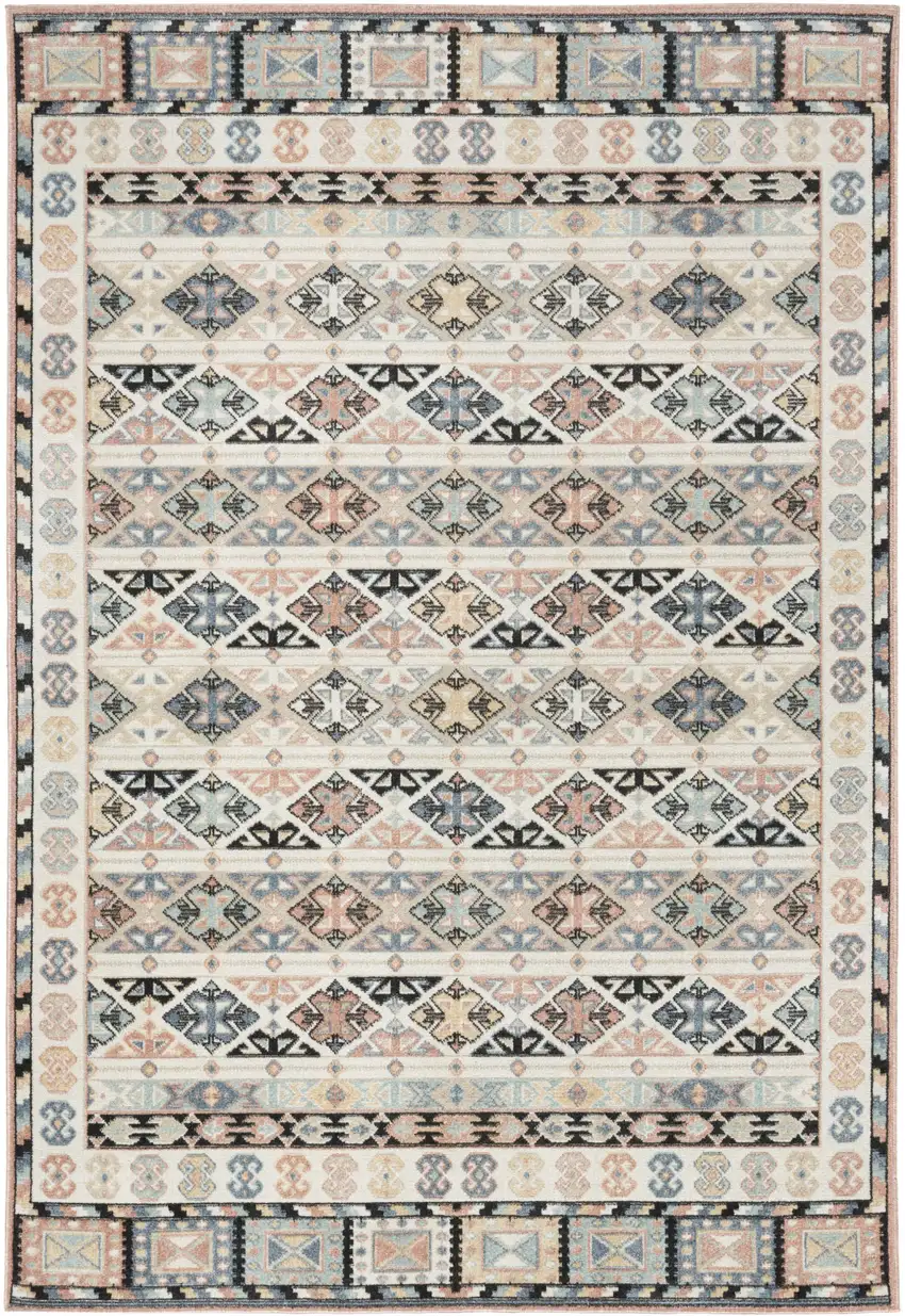 Ivory Tan And Black Geometric Flatweave Area Rug Photo 6