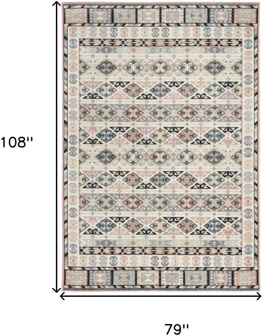Ivory Tan And Black Geometric Flatweave Area Rug Photo 3