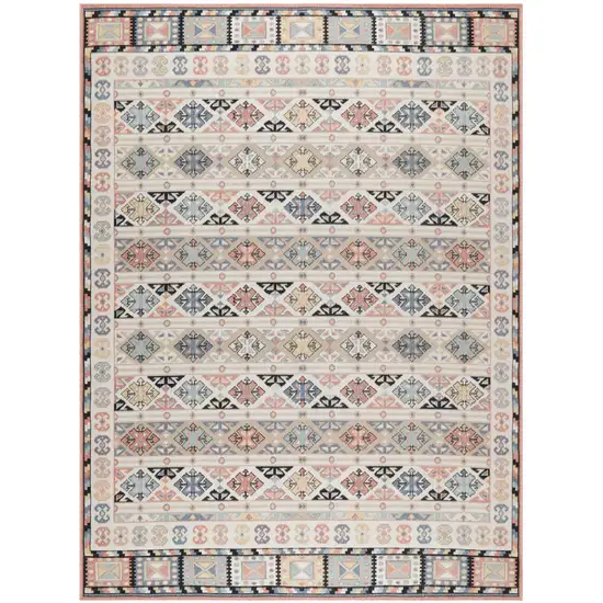 Ivory Tan And Black Geometric Flatweave Area Rug Photo 5