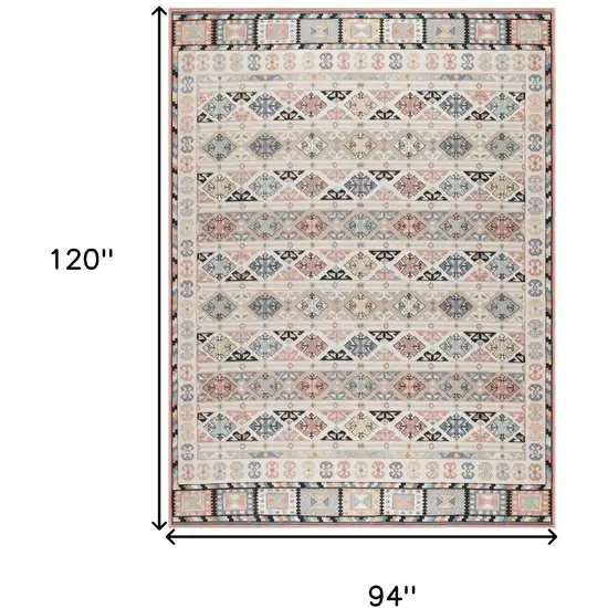 Ivory Tan And Black Geometric Flatweave Area Rug Photo 3