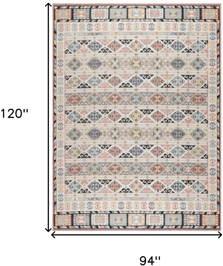 Ivory Tan And Black Geometric Flatweave Area Rug Photo 3