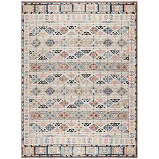 Ivory Tan And Black Geometric Flatweave Area Rug Photo 2
