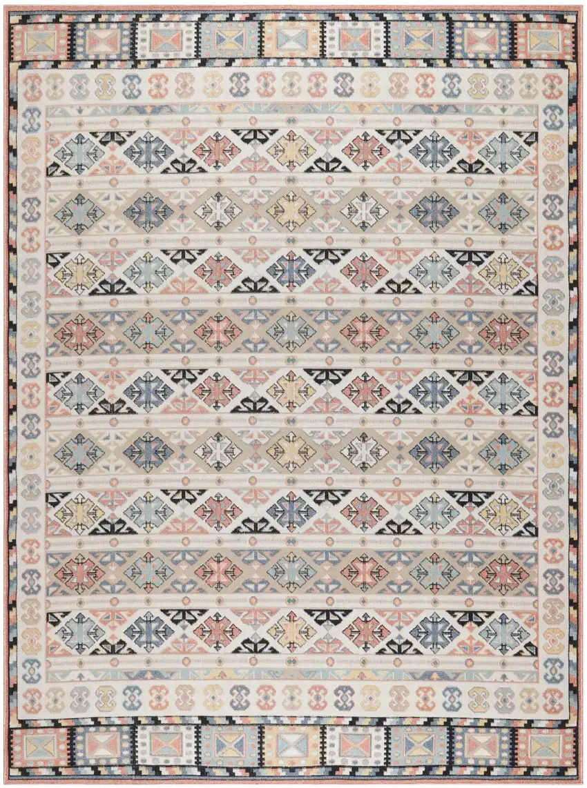 Ivory Tan And Black Geometric Flatweave Area Rug Photo 2