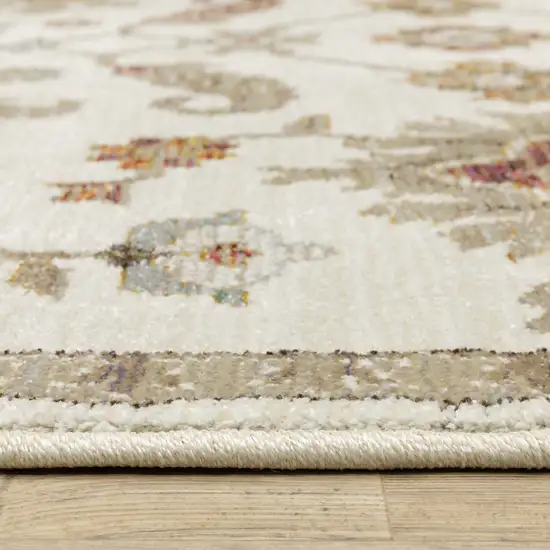 Ivory Tan And Black Oriental Area Rug Photo 6