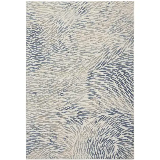 Ivory Tan And Blue Abstract Area Rug Photo 5