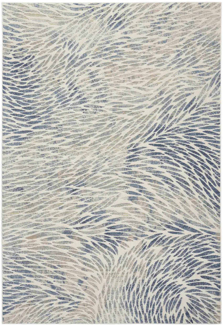 Ivory Tan And Blue Abstract Area Rug Photo 5