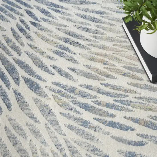Ivory Tan And Blue Abstract Area Rug Photo 8