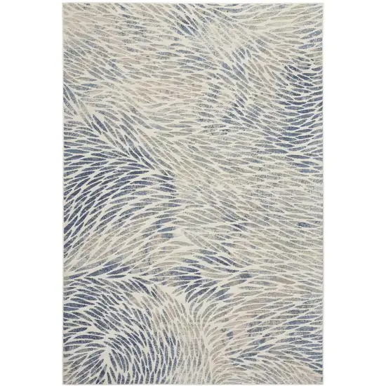 Ivory Tan And Blue Abstract Area Rug Photo 9