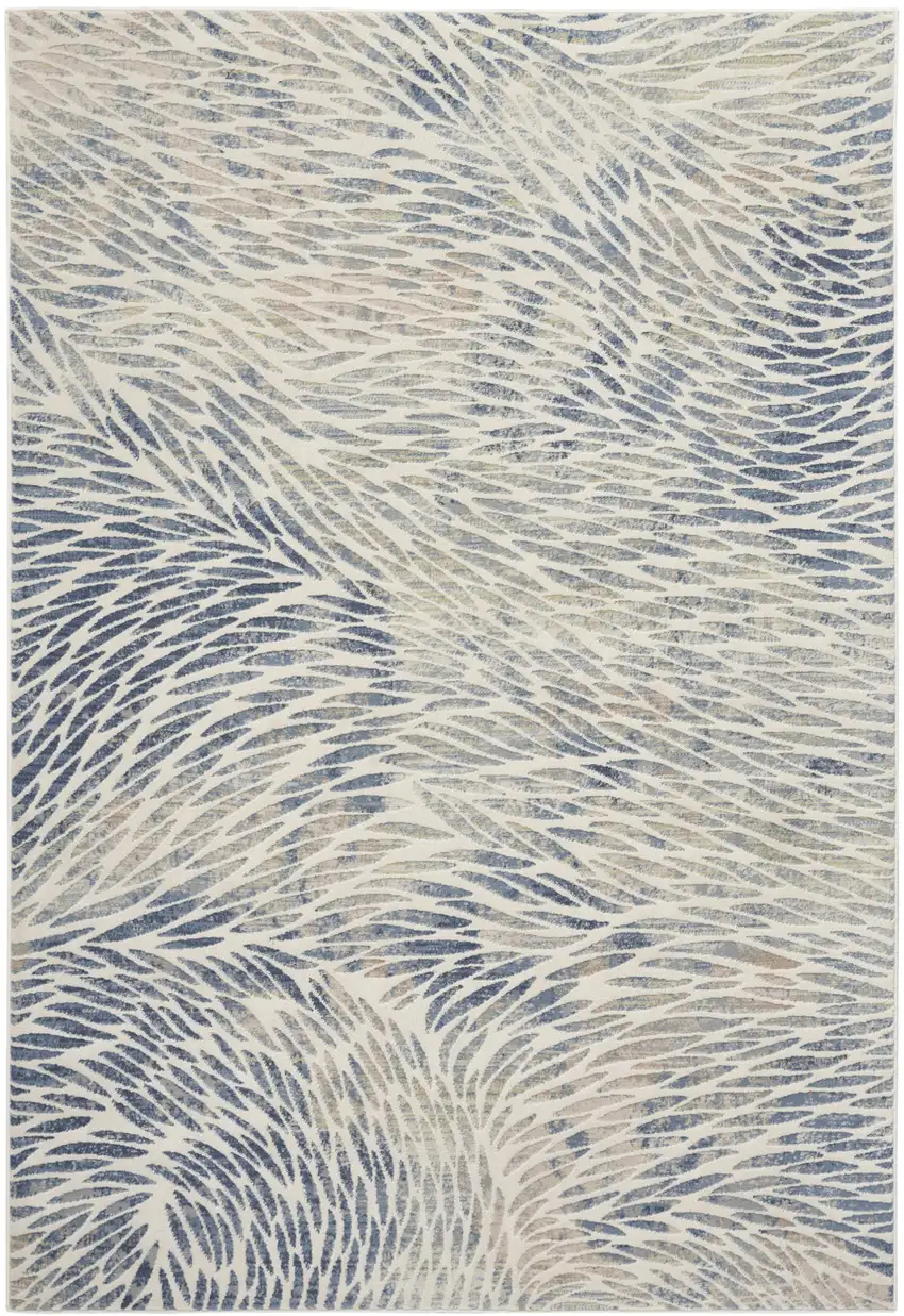 Ivory Tan And Blue Abstract Area Rug Photo 9
