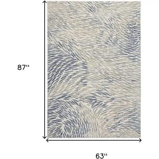 Ivory Tan And Blue Abstract Area Rug Photo 3