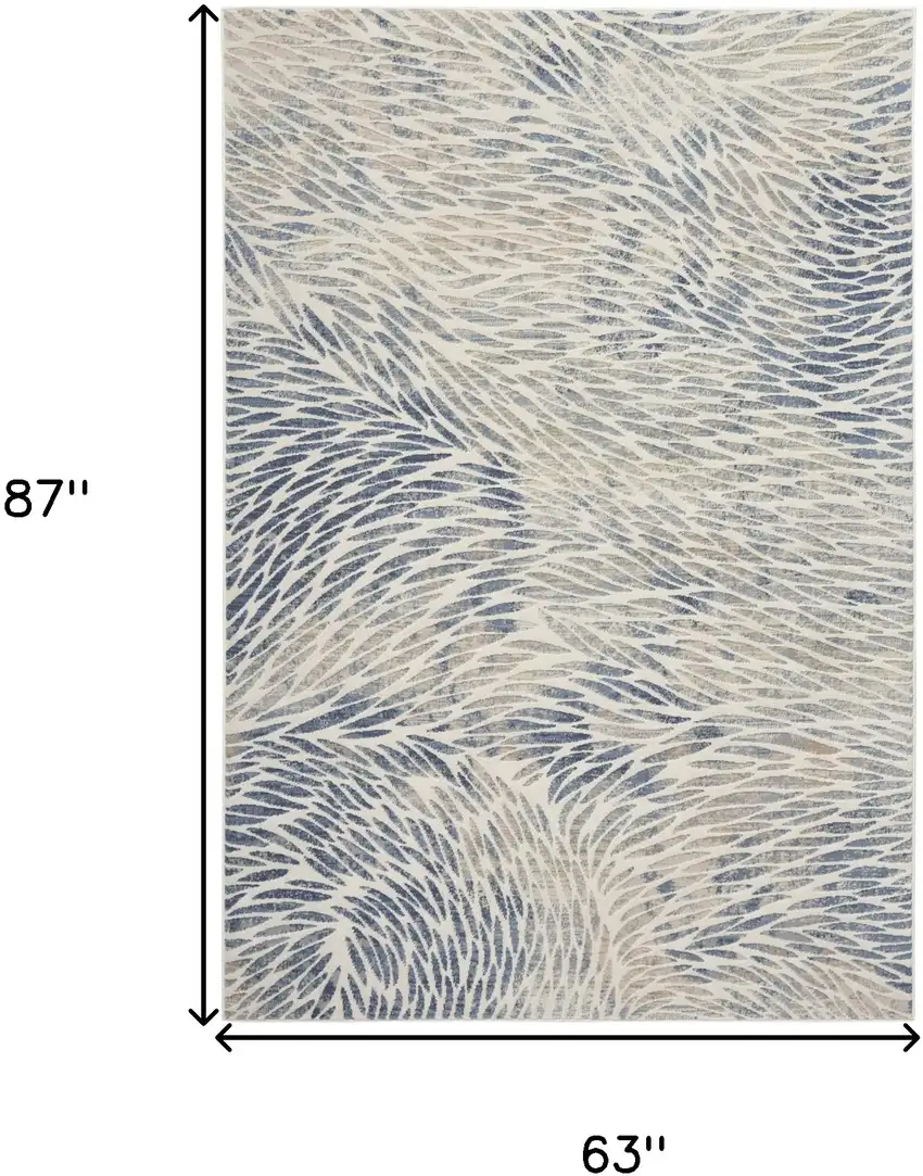 Ivory Tan And Blue Abstract Area Rug Photo 3