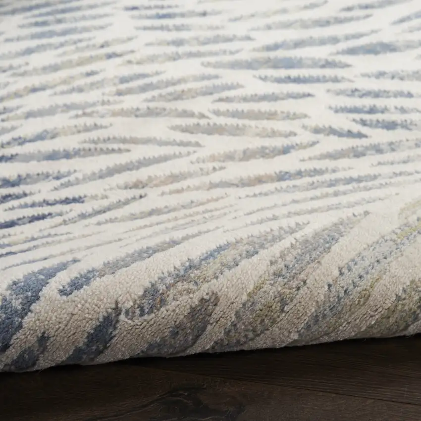 Ivory Tan And Blue Abstract Area Rug Photo 9