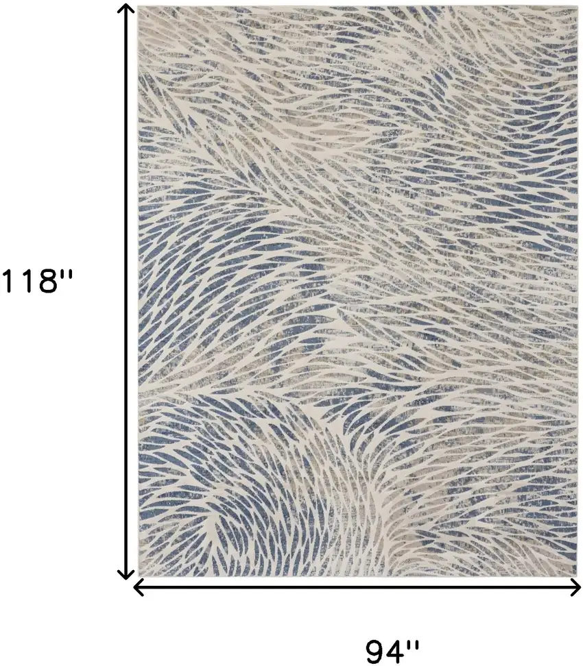 Ivory Tan And Blue Abstract Area Rug Photo 3