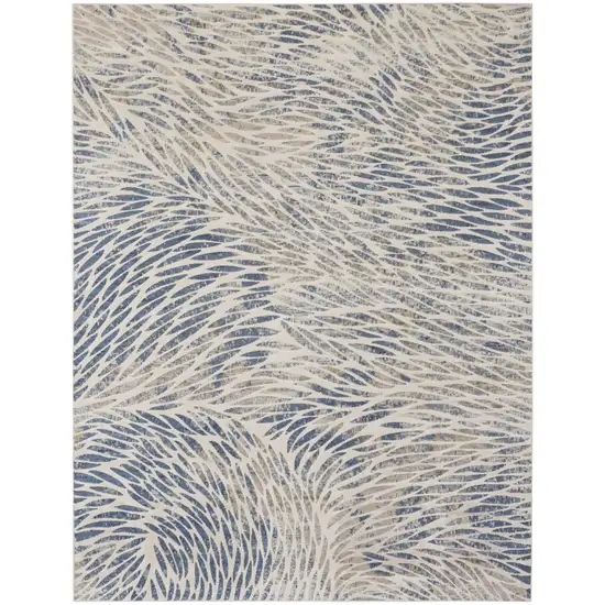 Ivory Tan And Blue Abstract Area Rug Photo 6