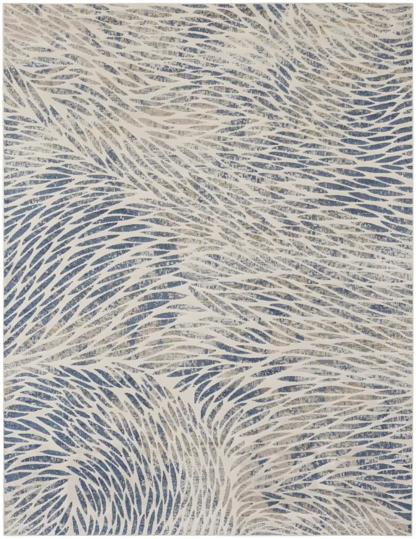 Ivory Tan And Blue Abstract Area Rug Photo 6