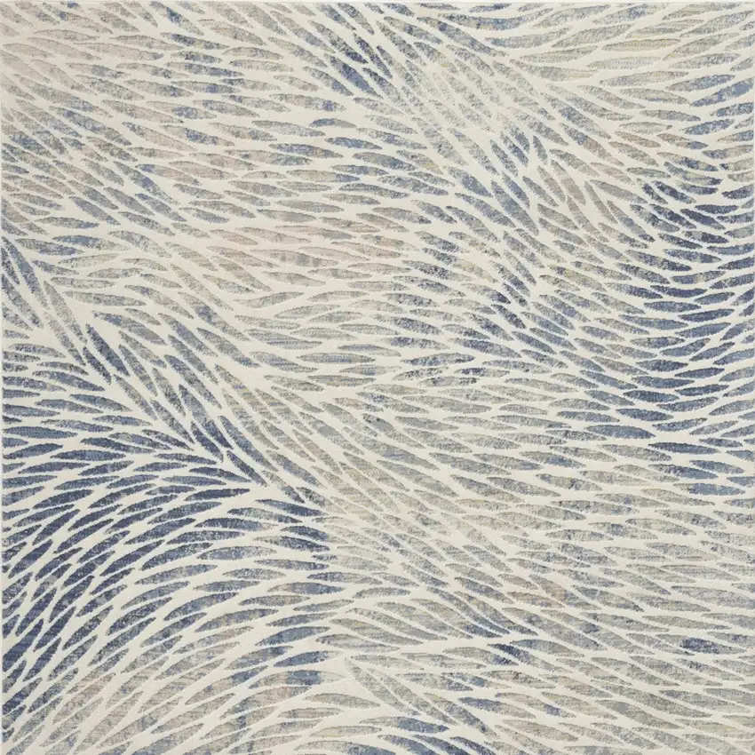 Ivory Tan And Blue Abstract Area Rug Photo 8