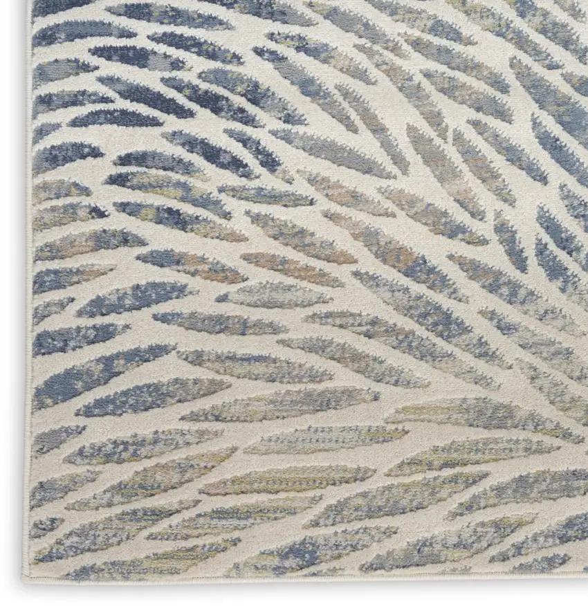 Ivory Tan And Blue Abstract Area Rug Photo 9