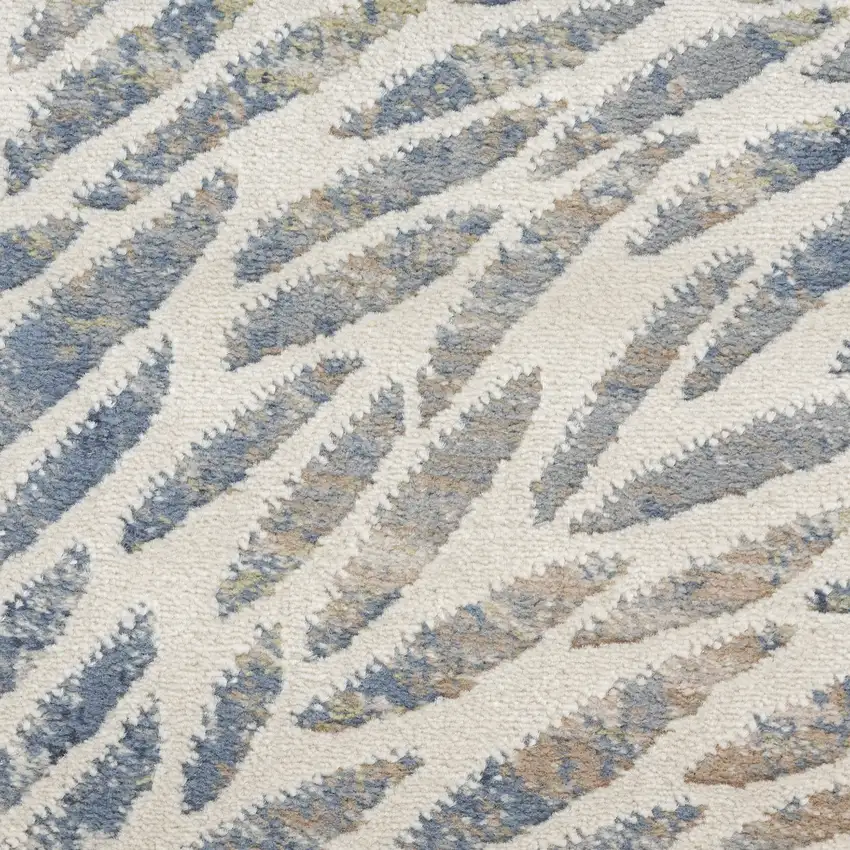 Ivory Tan And Blue Abstract Area Rug Photo 2