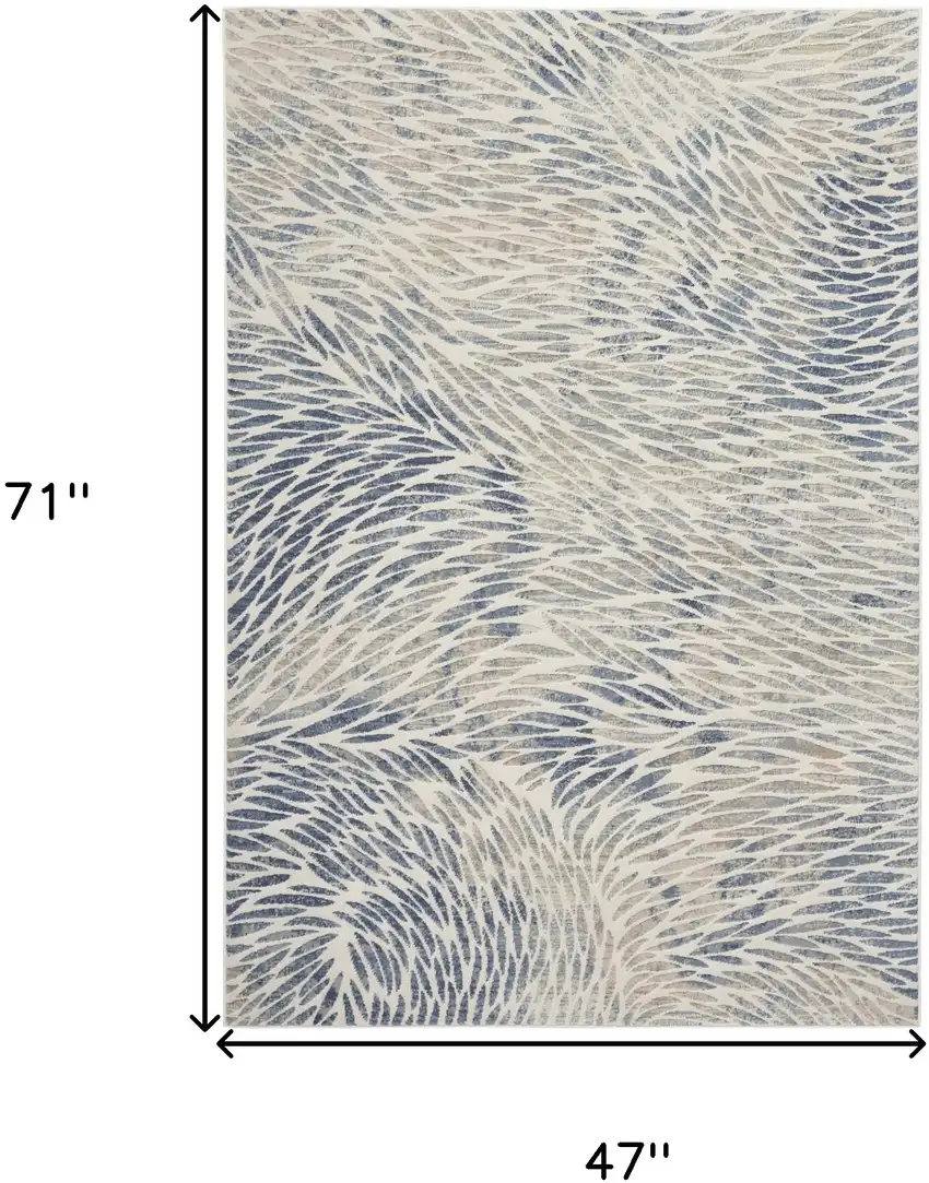 Ivory Tan And Blue Abstract Area Rug Photo 3
