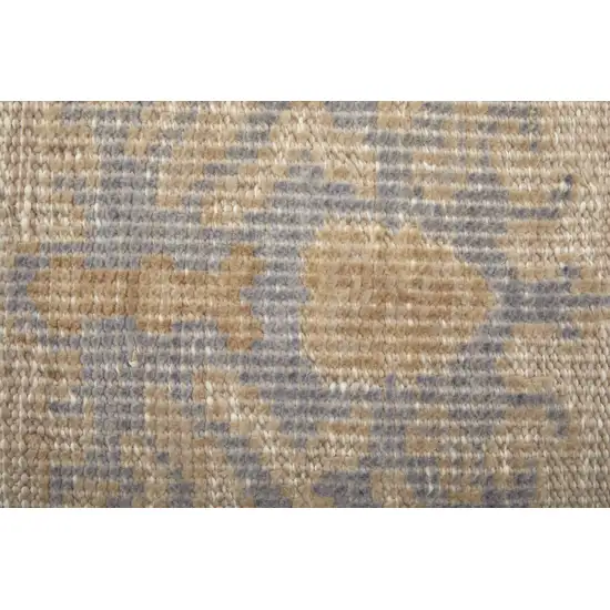 Ivory Tan And Blue Floral Hand Knotted Area Rug Photo 8