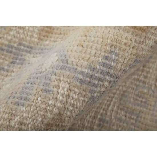 Ivory Tan And Blue Floral Hand Knotted Area Rug Photo 7