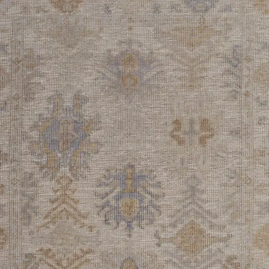 Ivory Tan And Blue Floral Hand Knotted Area Rug Photo 3