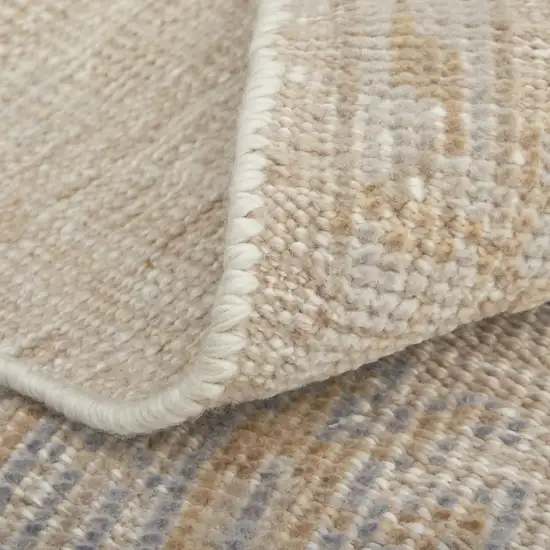 Ivory Tan And Blue Floral Hand Knotted Area Rug Photo 9