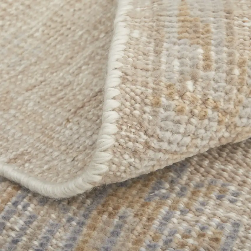 Ivory Tan And Blue Floral Hand Knotted Area Rug Photo 9