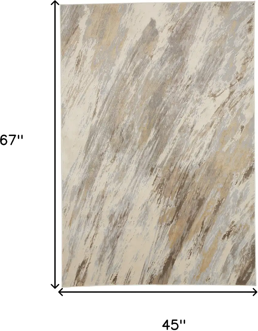 Ivory Tan And Brown Abstract Area Rug Photo 8
