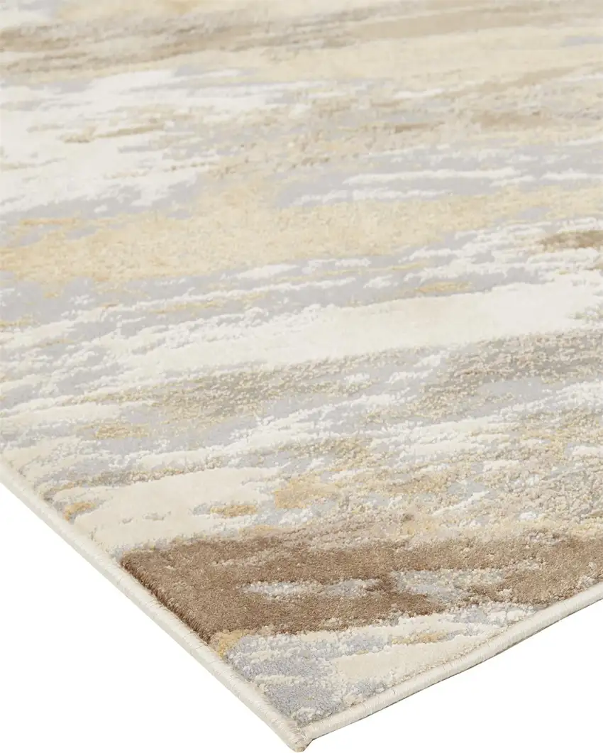 Ivory Tan And Brown Abstract Area Rug Photo 3