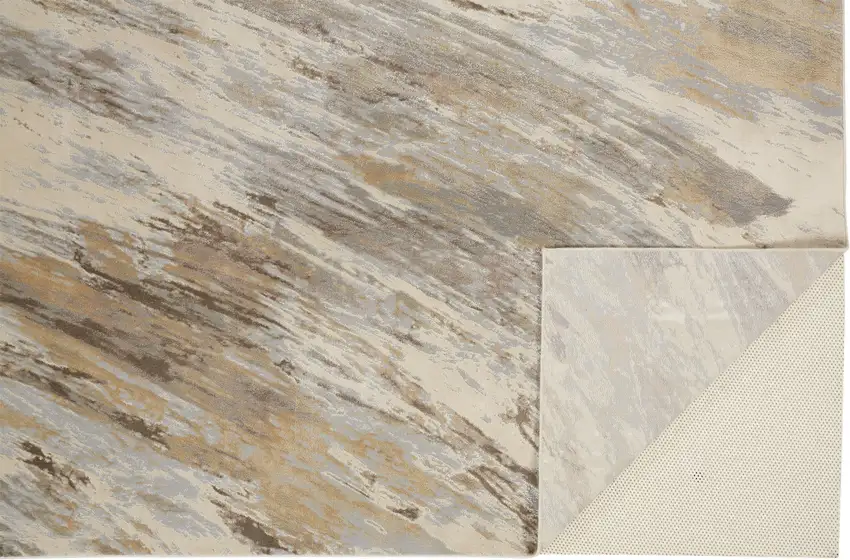 Ivory Tan And Brown Abstract Area Rug Photo 6