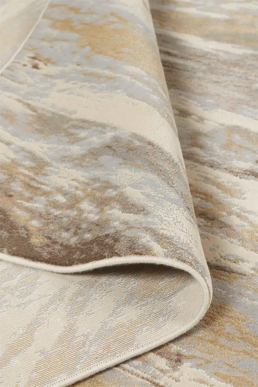 Ivory Tan And Brown Abstract Area Rug Photo 4