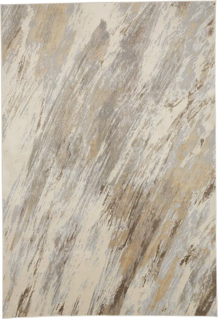 Ivory Tan And Brown Abstract Area Rug Photo 1