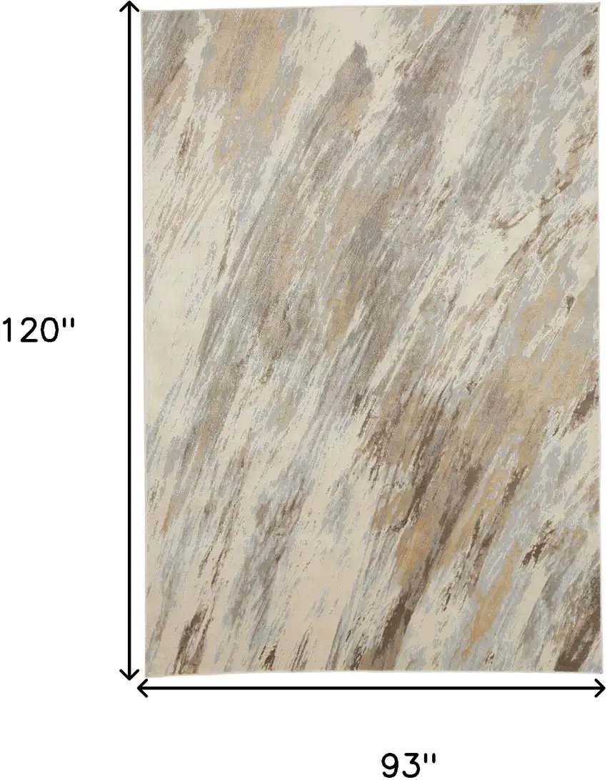 Ivory Tan And Brown Abstract Area Rug Photo 8
