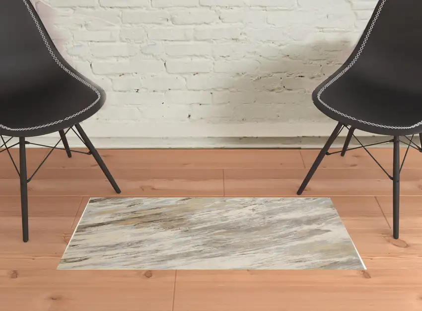 Ivory Tan And Brown Abstract Area Rug Photo 2