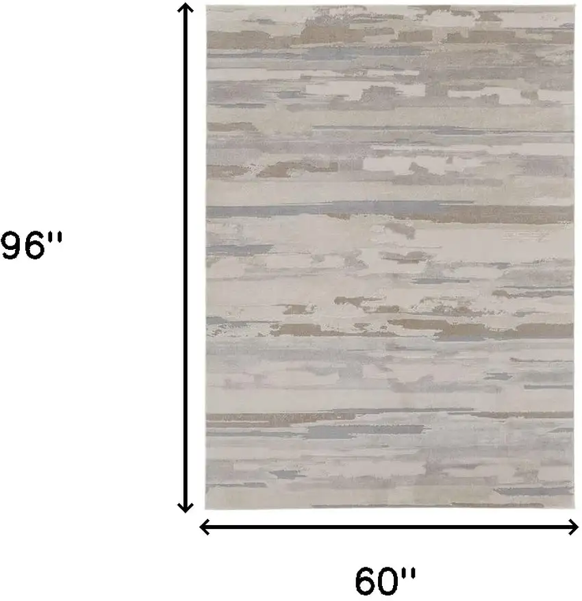 Brown and Ivory Abstract Power Loom Distressed Area Rug Photo 3