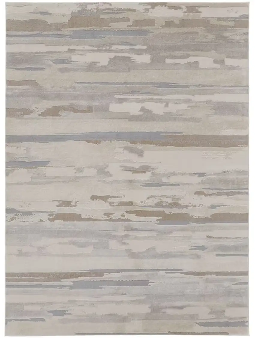 Brown and Ivory Abstract Power Loom Distressed Area Rug Photo 2