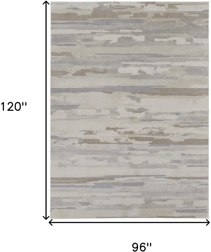 Ivory Tan And Brown Abstract Power Loom Distressed Stain Resistant Area Rug Photo 6