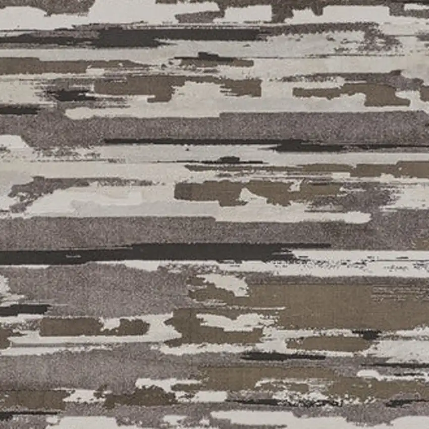 Brown and Ivory Abstract Power Loom Distressed Area Rug Photo 7