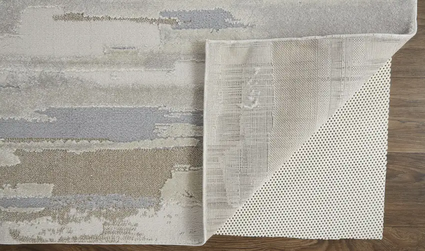 Ivory Tan And Brown Abstract Power Loom Distressed Stain Resistant Area Rug Photo 4