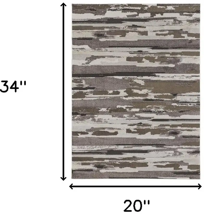 Brown and Ivory Abstract Power Loom Distressed Area Rug Photo 3