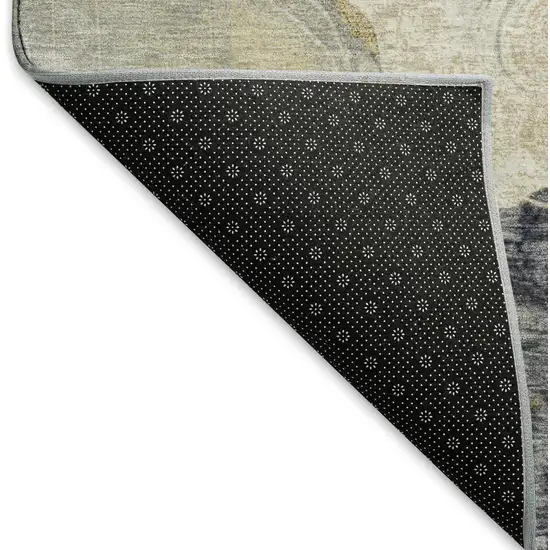 Ivory Tan And Charcoal Geometric Washable Area Rug With UV Protection Photo 6