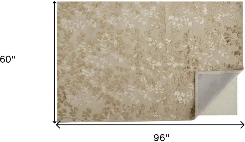 Ivory Tan And Gold Wool Floral Tufted Handmade Area Rug Photo 10