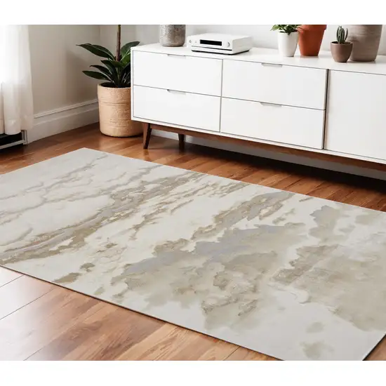Ivory Tan And Gray Abstract Area Rug Photo 1